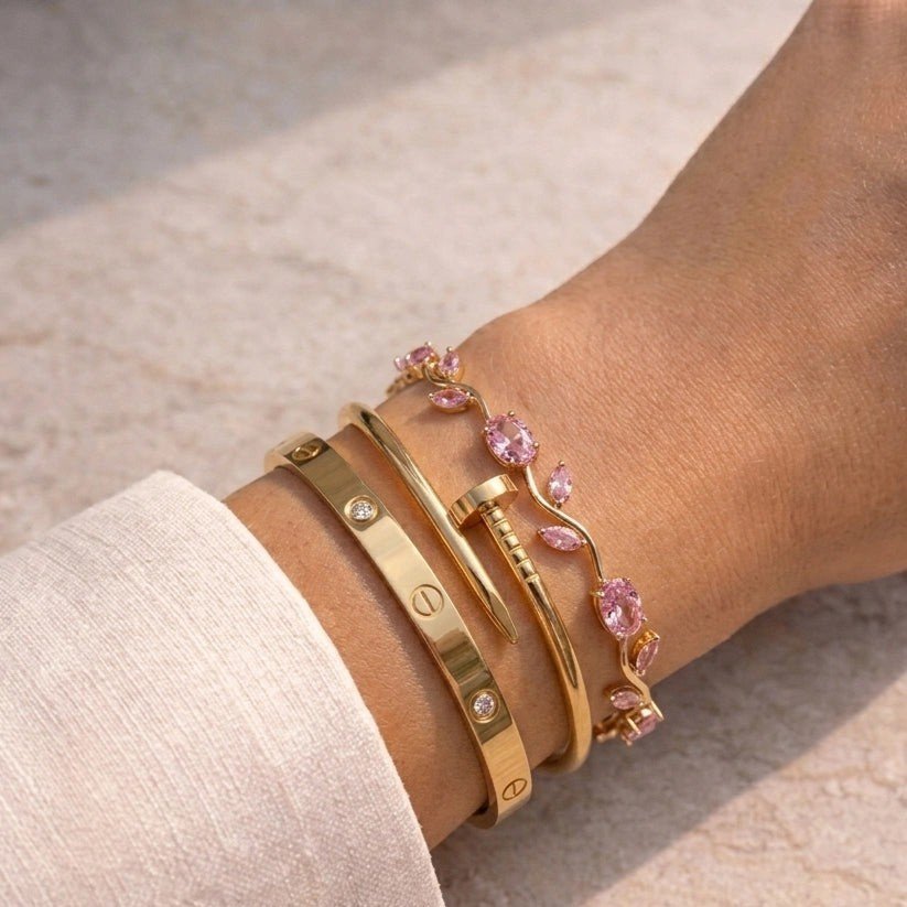 Stillness 3-Piece  Bangle Set - 2 Bangles + 1 Bracelet